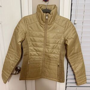 The North Face Women's Puffer Jacket in Tan with Black Lining